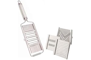 Muxels Gigant 4-fach Gemüsehobel mit 3 zusätzlichen Einsätzen. V-Hobel, Julienne-Schneider und Parmesan-Käse-Reibe