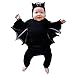 Produktbild ToDIDAF Halloween Kostüm 0-2Y Baby Langarm Halloween Cosplay Fledermaus Ärmel Strampler + Cartoon Ohr Hut für Halloween Party Festival Karneval Parade Schwarz 80