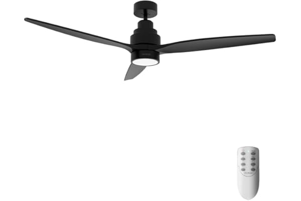 Cecotec Ventilateur de plafond Energysilence Aero 5350 Black Design, 30W, Diamètre 52”, 3 Lames, Moteur DC, Lumière LED, Télécommande, Minuterie et Mode d'Hiver-Été