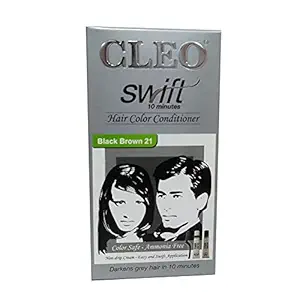 Cleo Swift Unisex Hair Color - Color Safe | Ammonia Free | Easy and swift application (Black Brown)