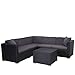 Produktbild Poly-Rattan Sofa-Garnitur ROM Basic, Sitzgruppe Lounge-Set, Stahl ~ anthrazit, Kissen anthrazit