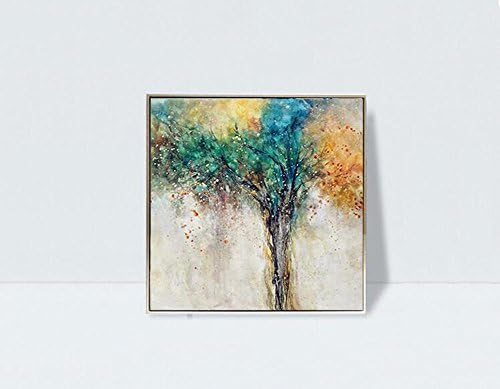 YYH Modern Abstract Hand Painted Oil Painting Tree of Life Vestibule Painting Sofa Background Wall Decoration Meter Box Defect Cover Canvas Murals , 80*80cm