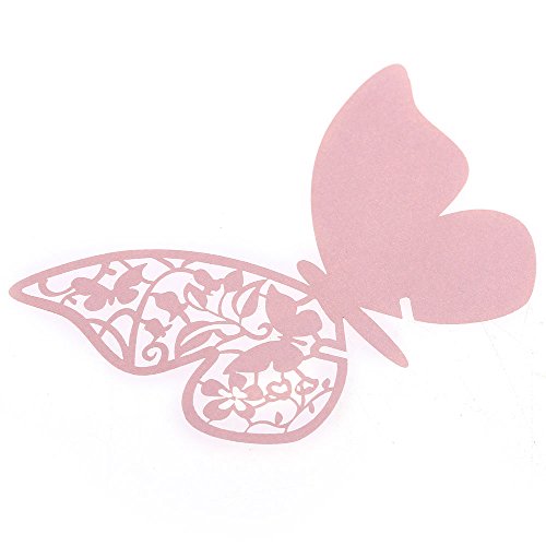 Facilla 50 Karte von Namen Marke Platz Glas Laser Schnitt Schmetterling rosa Hochzeit Abend Party
