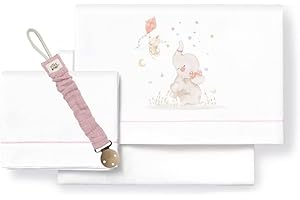 Danielstore Bebé Sabanas Cuna 60x120 Algodon 100% - (Bajera+encimera+Funda Almohada). (A Elefante Rosa)