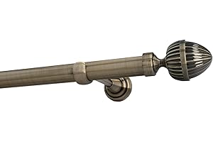 Sento 25mm Metall Gardinenstange Vorhangstange 1-läufig Messing Antik Classic Donata 240 cm (2x120cm)