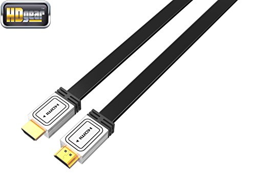 HDGear HK0003-HF High End HDMI Kabel High Speed Flachkabel Metall-Stecker vergoldete Steckkontakte schwarz/silber 1,5m