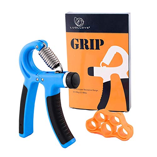 LUOLLOVE Manopole Mani, Pinza Mano Gamma di Resistenza di 22-88lbs,Hand Grip per Adolescenti, Atleti per Aumentare la Forza (Blu)