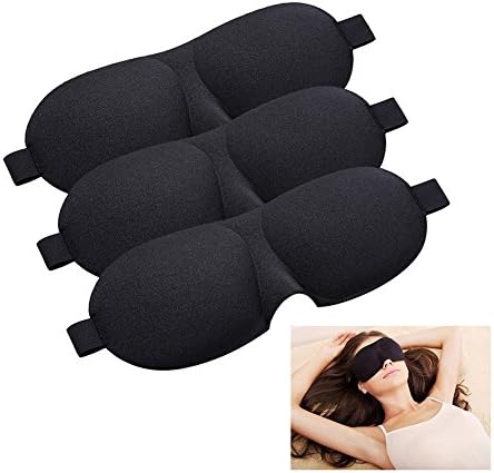 Bello Luna 3Pcs 3D Sleeping Masks Eye Masks Washable Blackout Eyemask for Men and Women with Adjustable Strap - Black