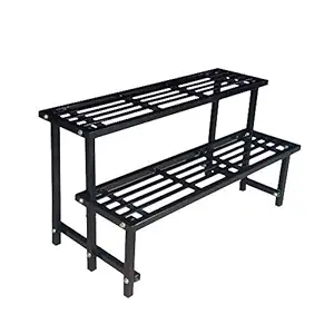 MOTOQO Metal Planter Display Stand for Balcony Home Garden Flower Pots (2 Tier-39.4 Inch)