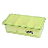 Plástico 3 Compartimentos Condimento Soporte Dispensador Bandeja Verde Blanco Roto