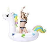 flotador gigante unicornio para 6 personas ▶ Medioambientalmente Materiales: El unicornio gigante está hecho de material de vinilo suave, duradero y resistente, sin sabor, no tóxico, extremadamente durable y conveniente.