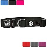 [Gesponsert]DDOXX Hundehalsband aus Premium-Nylon | für große, mittelgroße, mittlere & kleine Hunde | versch. Farben & Größen | Hunde-Halsband | Katzenhalsband | Halsung | Schwarz, XS - 1,0 x 21-30 cm