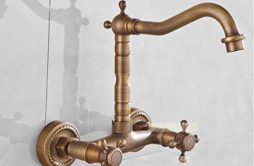 LighSCH Antique Sink Mixer Tap Bathroom Hot and Cold Wall Mounted Double Of Rotation Single Hole Antique Colors Higha