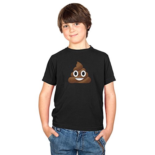 Preisvergleich Produktbild TEXLAB - Poo Emoji - Kinder T-Shirt, Größe M, schwarz