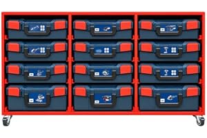 L-BOXX förvaringsskena, kompatibel med Bosch Sortimo L-BOXX 102/136/238/374, styrskena för verktygslådor, Röd, 10 SET
