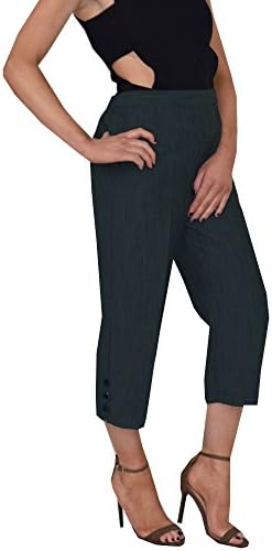 Ladies Capri 3/4 Length Trouser Linen Pants Plus Size