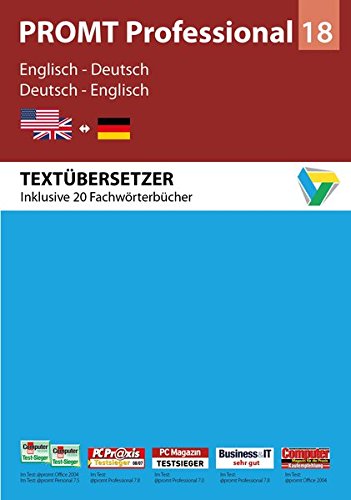 Preisvergleich Produktbild PROMT Professional 18 Englisch-Deutsch: Von Fachmedien ausgezeichnetes Übersetzungsprogramm Englisch-Deutsch für den anspruchsvollen Anwender. Mit ... 7, 8 und 10. (PROMT Übersetzungssoftware)
