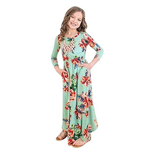 Girl Dress For 1-8 Years Old, ❤️ Xinantime Baby Fashion Flower Print Princess Party Dress Outfits Clothes (7Y, White)