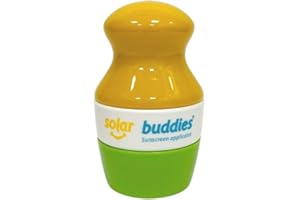 Single Green Solar Buddies Refillable Roll On Sponge Applicator For Kids, Adults, Families, Travel Size Holds 100ml Travel Friendly for Sunscreen, Suncream and Lotions