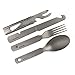 Produktbild FREE SOLDIER tragbar Multifunktions Titan Camping und Wandern Messer Gabel Löffel Abendessen Set 3 in 1 Geschirr - silber
