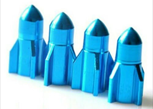 Rocket Style Alloy Car Wheel Tire Tyre Valve Dust Caps Covers Tire Set of 4 (Light Blue)
