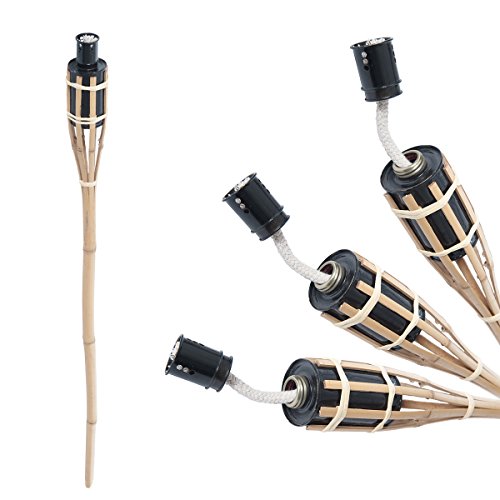 DXP 12x Gartenfackel Bambus Bambusfackeln 90cm Öllampen mit Sturmverschluss Dochtschutz Deko EZH-01(12) - 2