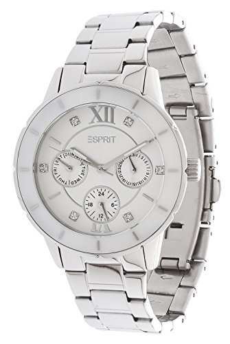 Esprit Damen Armbanduhr Romance Glints Ceramic White Silber ES900732001