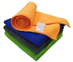 OckoMulti-Purpose Super Soft Absorbent Microfiber Cleaning Towels for Home, Kitchen, Car, Cleans & Polishes Everything in Your Home| size 40x40cm (Multicolor, Pack of 4)