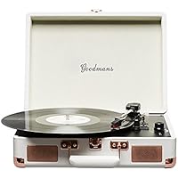 Goodmans Turntable with Rechargeable Battery & Built in Speaker - Rose Gold & White