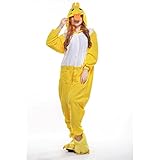 Free Fisher Damen/ Herren Schlafanzug Pyjama, Tier Kostüm, Ente Gelb, Gr. M (Körpergröße 160-169 CM) - 