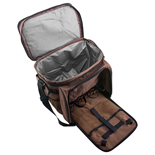 anndora Picknicktasche braun mit blauen Kreisen Tragetasche + Zubehör 29-teilig - 8