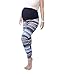 Maternity Stripes Leggings Over bump, Brown, Black,Beige Stripes, No See Through Maternity Leggings (M)
