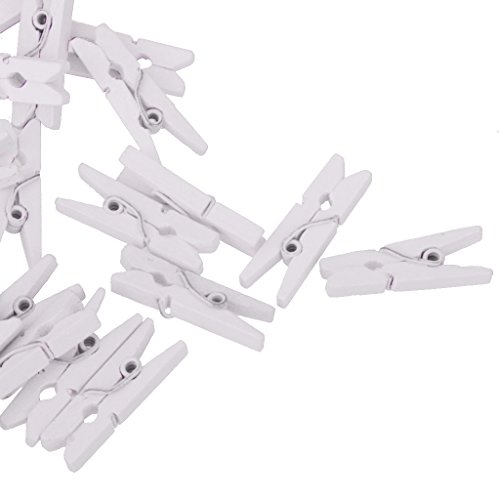 50 / 100 X Mini Holzklammern Deko Klammern Wäscheklammern Zierklammern – 100pcs Weiß - 4