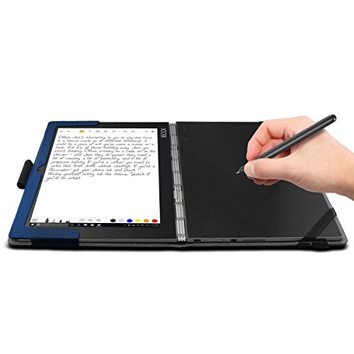 Lenovo Yoga Book Hülle Case, Infiland Slim Fit Folio PU-lederne dünne Kunstleder Schutzhülle Cover Tasche für Lenovo Yoga Book 25,65cm (10,1 Zoll Full HD) 2-in-1 Tablet PC(mit Auto Schlaf / Wach Funktion, Tablet und Tastatur sind nicht entgehaltet)(Dunkleblau) - 3