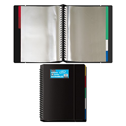 Dohe 91366 - Carpeta de 40 fundas, extraíble, color negro