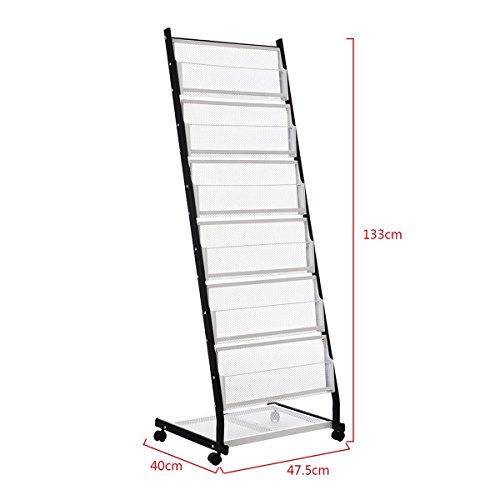 Ectxo Prospektständer Prospekthalter mit Rollen A4 Brochure Literature Magazine Aluminium Display Rack - 5