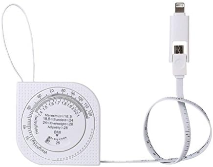 Lightning Android port 3 in 1 charger Multi-use Retractable Tape Measure USB 2.0 Data Sync Cable with 88cm, mini home use Scale and BMI Functions for iPhone Android phone accessories Winnerflag®