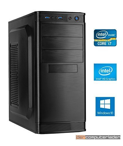 dercomputerladen Office PC System Intel, i7-6700 4x3,4 GHz, 16GB RAM, 2000GB HDD, Intel HD Grafik 530 -1GB, inkl. Windows 10 (inkl. Installation) Computer Büro Multimedia
