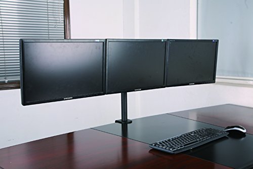 AM23T Fully Adjustable Triple Arm LED LCD Desk Mount Bracket Stand Gaming Station for Three 16-27″ Screens with 45° Tilt, 180° Swivel & Height Level Adjustment (Schreibtisch Halterung) - 4