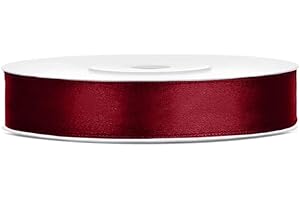 ‎LIBETUI 25 Meter Satinband Dunkelrot Breite 12mm Satin bordeaux Schleifenband Dekoband Weinrot Geschenkband Geschenkverpackung Band dunkelrote Schleife
