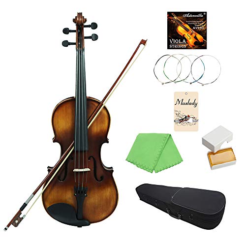 Festnight Viola 4/4, Retro Spruce Violin Set with Carry Case Strings Bow Cleaning Cloth