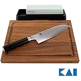 ✅ Exklusives Geschenkset von KAI, bestehend aus DM-0702 Santoku+ KAI-Schleifstein AP-0305 +KAI-Schneidebrett 30x22 cm