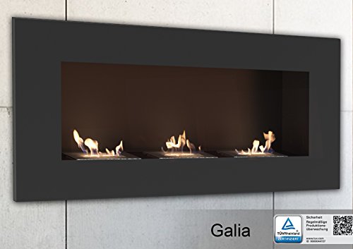 Bio Ethanol Kamin Galia Bioethanol Wandkamin/ Gelkamin mit sicherem Brennsystem Farbe: Schwarz