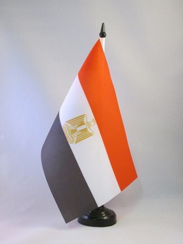 BANDERA de MESA de EGIPTO 21x14cm - BANDERINA de DESPACHO EGIPCIA 14 x 21 cm - AZ FLAG