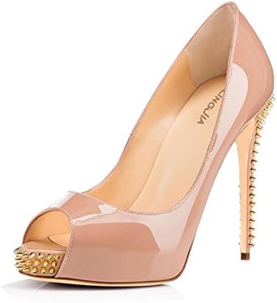 Women'S Fish Mouth High Heels Waterproof Table Rivets Single Comfortable Sandals Leopard Color , pink , 43