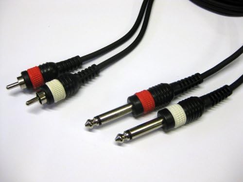 Twin 6.35mm Mono Jack Plugs to 2 Phono Plugs Cable 5m
