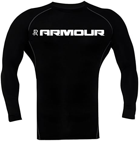 Raw Armour unisex long sleeve running &amp; exercise compression base layer top (Black, Extra Large)