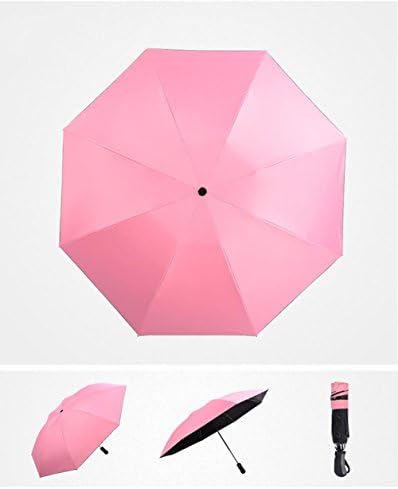 Creative 8 Bone Fully Automatic Folding Reverse Solar Umbrella Solid Color Black Glue Anti-UV Umbrella Man Lady Sunny Rain Double Umbrella , powder