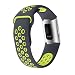 Produktbild TPulling Fitbit Charge 3 Uhr Armband Sport Atmungsaktive Zweifarbiges Silikon Edelstahl Uhrenarmband Bügel Ersatzarmband Handschlaufe (groß) (Grün)