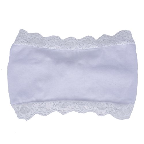 TININNA Teens Frauen Mädchen Sport Spitze Elastische Haarband Stirnbänder Stirnband Turban Kopftuch Bandanas Headwear Verknotetes Kopfband Yoga Joggen Freizeit (Weiß) - 4